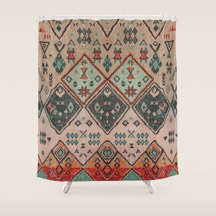 Moroccan Berber Traditional Rug Design Shower Curtain Gallery Image 1