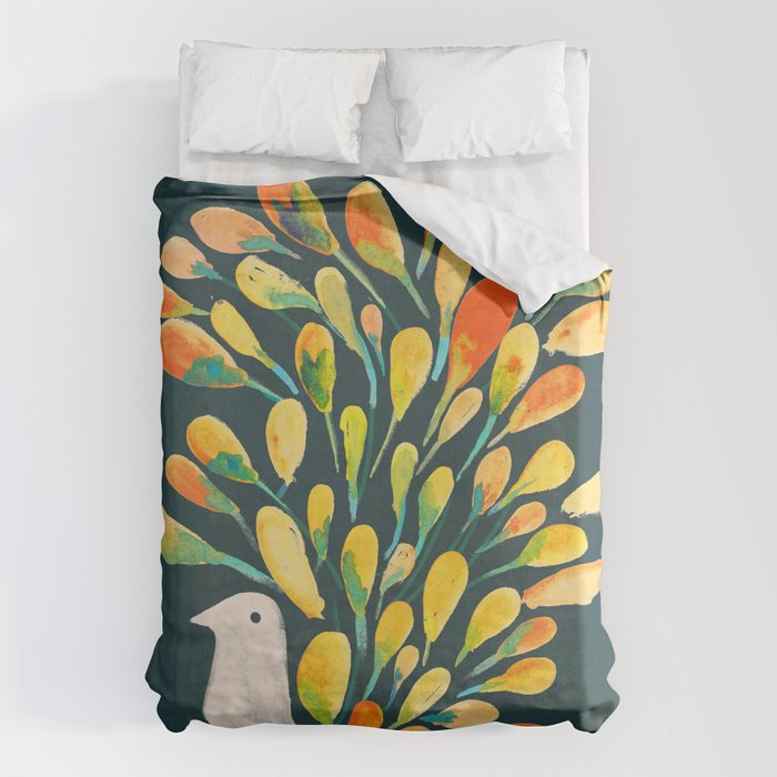 Watercolor Peacock Duvet Cover Gallery Image 6