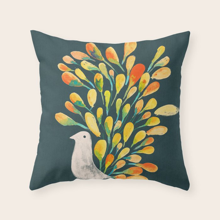 Watercolor Peacock Throw Pillow Gallery Image 6