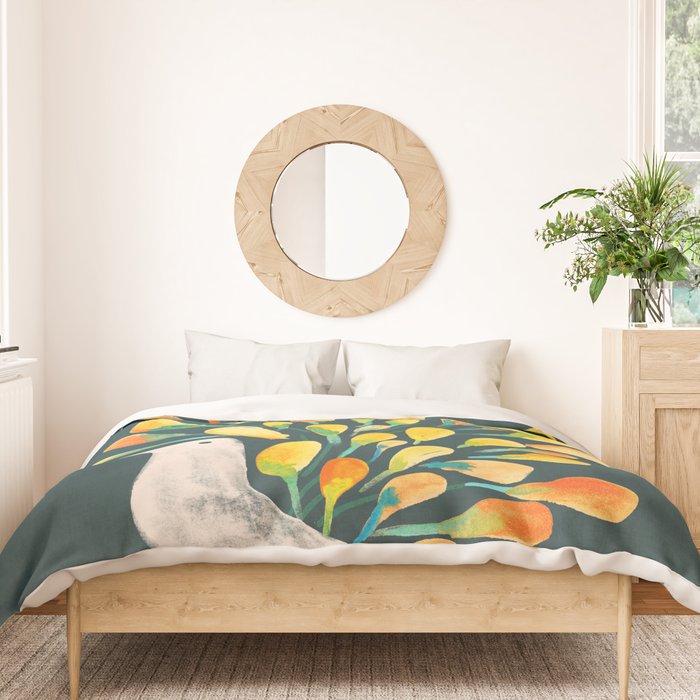 Watercolor Peacock Duvet Cover Gallery Image 3