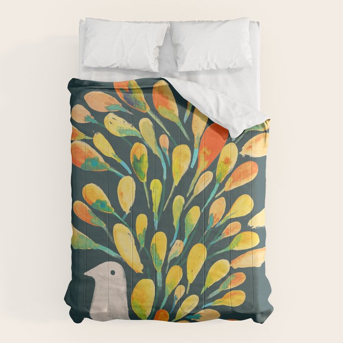 Watercolor Peacock Comforter Gallery Image 6