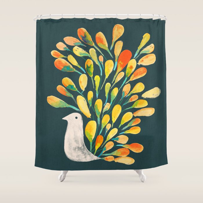 Watercolor Peacock Shower Curtain Gallery Image 1
