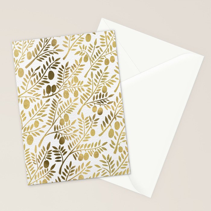 Gold Olive Branches Stationery Card Gallery Image 2