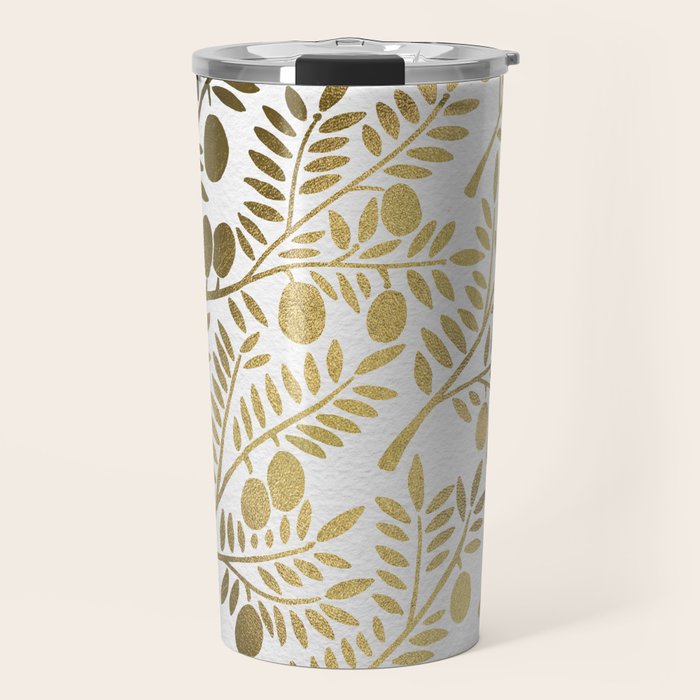 Gold Olive Branches Travel Mug Gallery Image 1