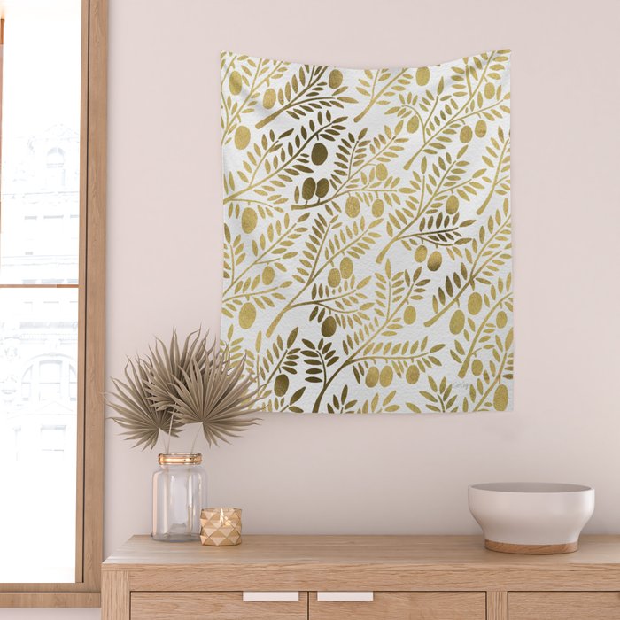 Gold Olive Branches Wall Tapestry Gallery Image 2
