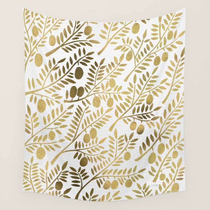 Gold Olive Branches Wall Tapestry Gallery Image 4