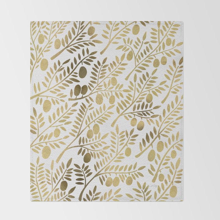 Gold Olive Branches Throw Blanket Gallery Image 2