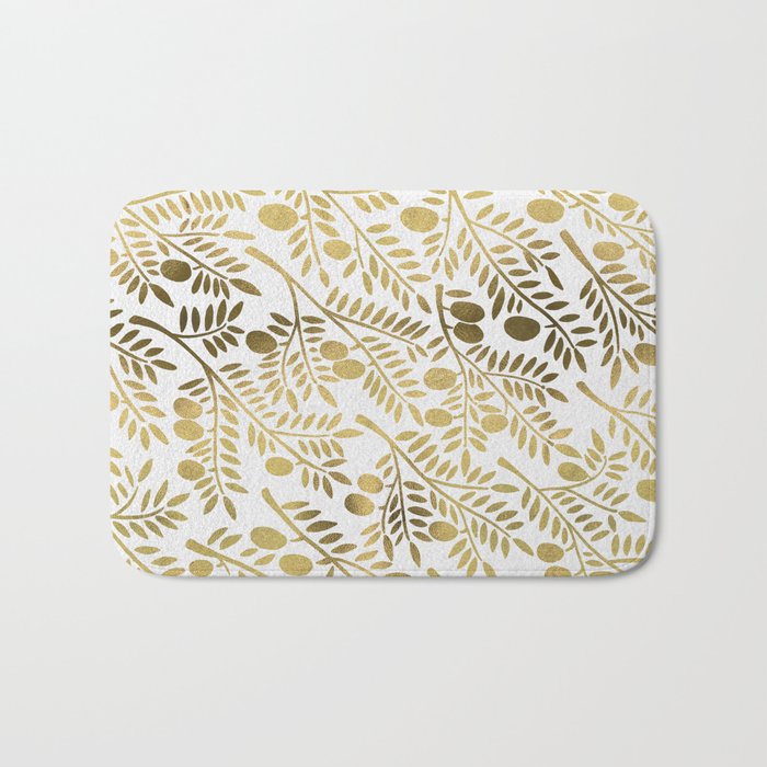 Gold Olive Branches Bath Mat Gallery Image 1