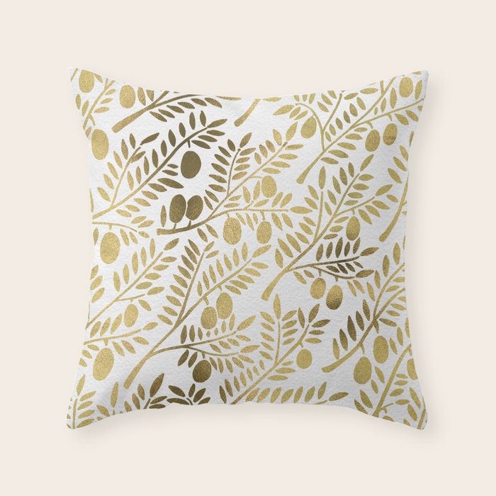 Gold Olive Branches Throw Pillow Gallery Image 6