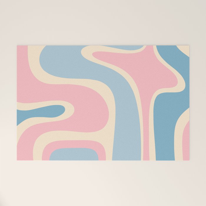 Retro Abstract Copacetic Pattern Pastel Pink and Blue Welcome Mat Gallery Image 1