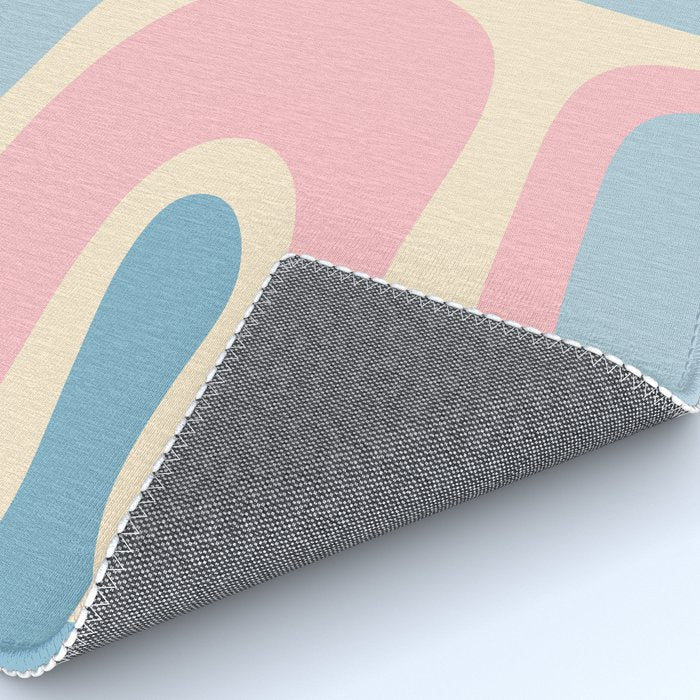 Retro Abstract Copacetic Pattern Pastel Pink and Blue Rug Gallery Image 4