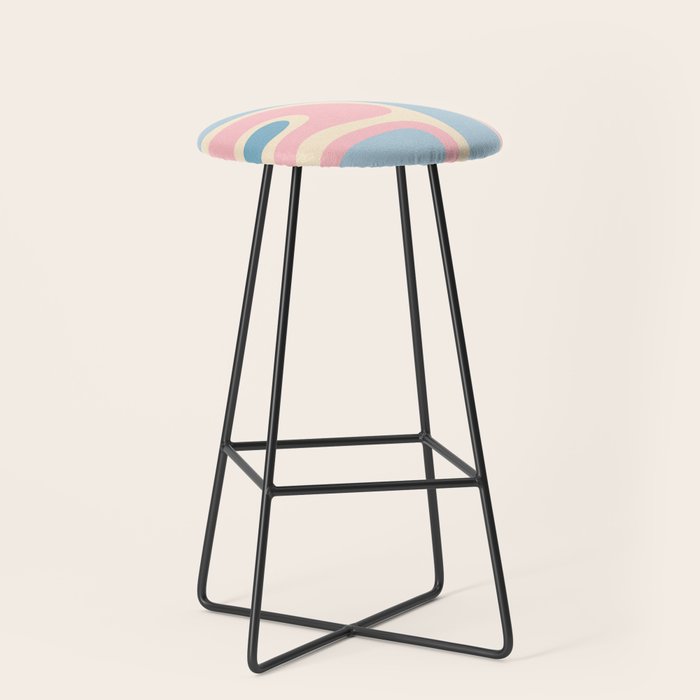 Retro Abstract Copacetic Pattern Pastel Pink and Blue Stool Gallery Image 1