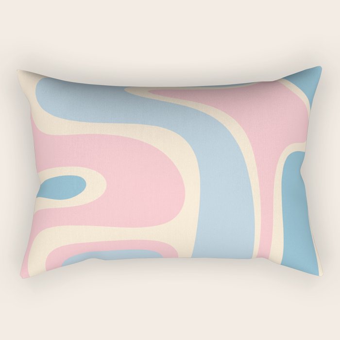 Retro Abstract Copacetic Pattern Pastel Pink and Blue Rectangular Pillow Gallery Image 1