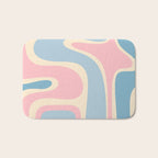 Retro Abstract Copacetic Pattern Pastel Pink and Blue Bath Mat Gallery Image 1