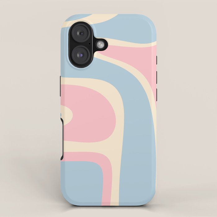 Retro Abstract Copacetic Pattern Pastel Pink and Blue iPhone Case Gallery Image 1