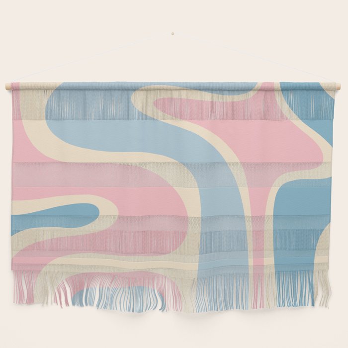 Retro Abstract Copacetic Pattern Pastel Pink and Blue Wall Hanging Gallery Image 1
