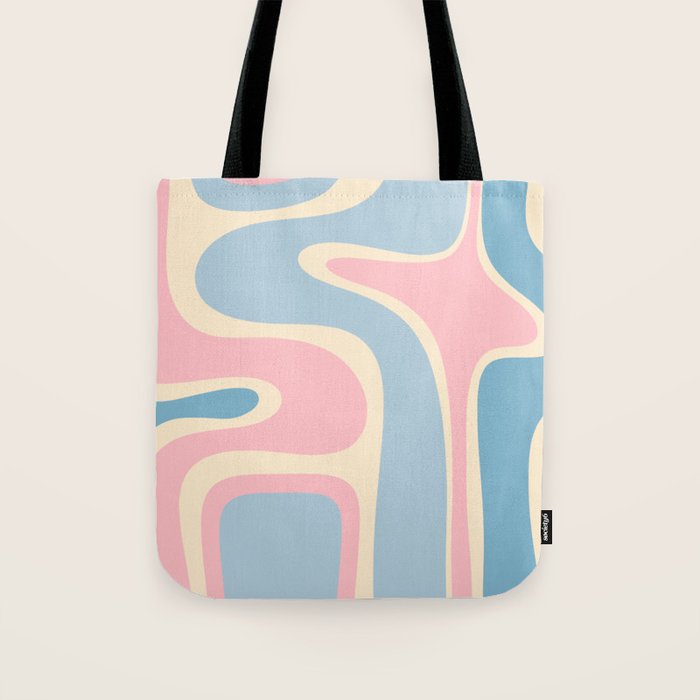 Retro Abstract Copacetic Pattern Pastel Pink and Blue Tote Bag Gallery Image 1