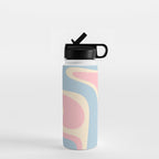 Retro Abstract Copacetic Pattern Pastel Pink and Blue Water Bottle Gallery Image 1