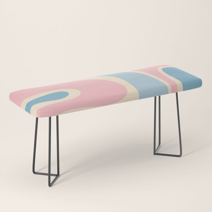 Retro Abstract Copacetic Pattern Pastel Pink and Blue Bench Gallery Image 1