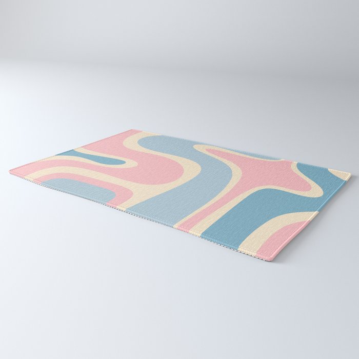 Retro Abstract Copacetic Pattern Pastel Pink and Blue Rug Gallery Image 3