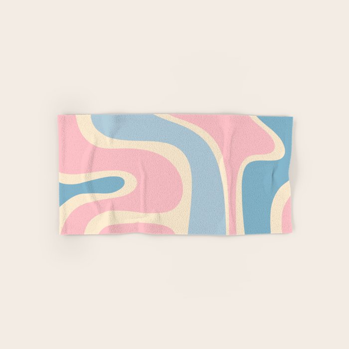 Retro Abstract Copacetic Pattern Pastel Pink and Blue Bath Towel Gallery Image 1
