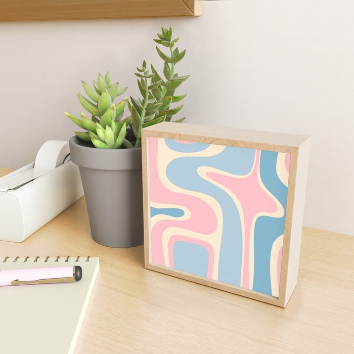 Retro Abstract Copacetic Pattern Pastel Pink and Blue Mini Art Print Gallery Image 2