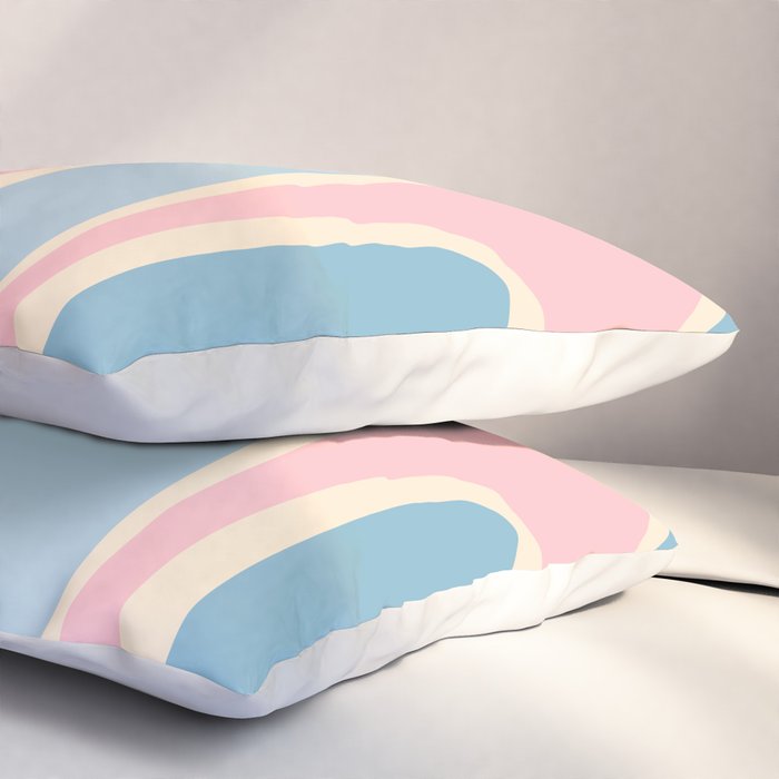 Retro Abstract Copacetic Pattern Pastel Pink and Blue Pillow Sham Gallery Image 3