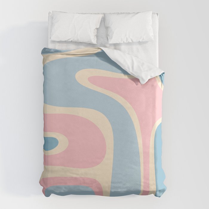 Retro Abstract Copacetic Pattern Pastel Pink and Blue Duvet Cover Gallery Image 6