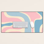 Retro Abstract Copacetic Pattern Pastel Pink and Blue Desk Mat Gallery Image 1