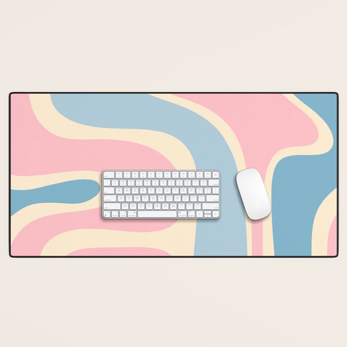 Retro Abstract Copacetic Pattern Pastel Pink and Blue Desk Mat Gallery Image 1