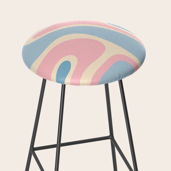 Retro Abstract Copacetic Pattern Pastel Pink and Blue Stool Gallery Image 2