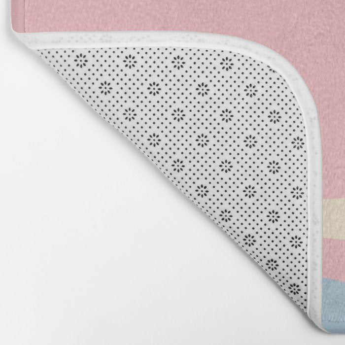 Retro Abstract Copacetic Pattern Pastel Pink and Blue Bath Mat Gallery Image 2