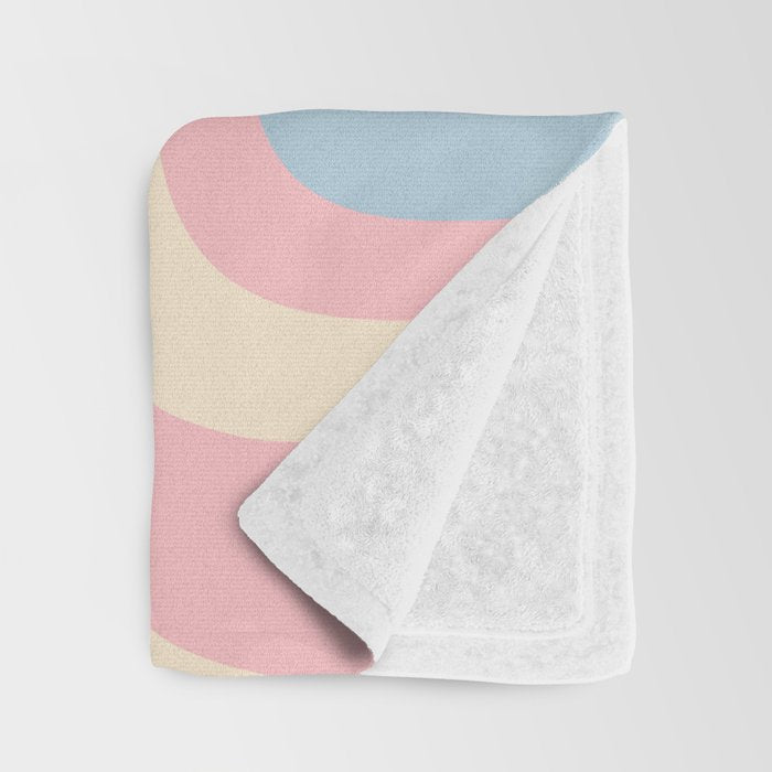 Retro Abstract Copacetic Pattern Pastel Pink and Blue Throw Blanket Gallery Image 3