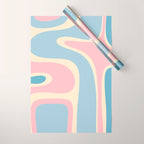 Retro Abstract Copacetic Pattern Pastel Pink and Blue Wrapping Paper Gallery Image 1