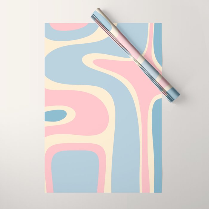 Retro Abstract Copacetic Pattern Pastel Pink and Blue Wrapping Paper Gallery Image 1