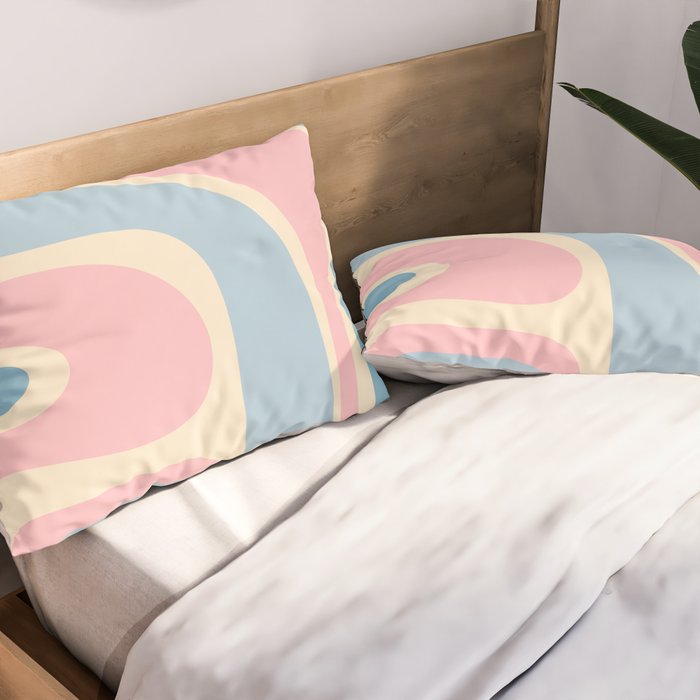 Retro Abstract Copacetic Pattern Pastel Pink and Blue Pillow Sham Gallery Image 2
