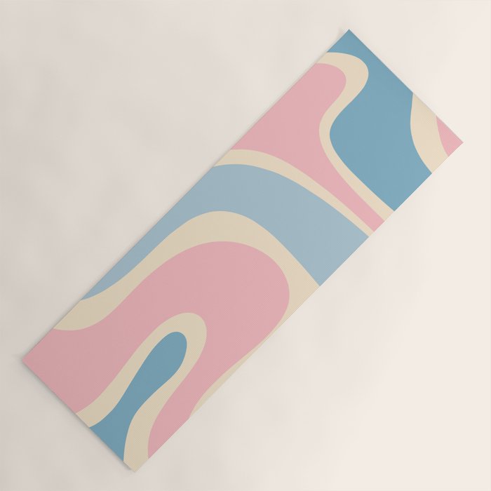 Retro Abstract Copacetic Pattern Pastel Pink and Blue Yoga Mat Gallery Image 1