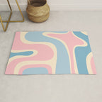 Retro Abstract Copacetic Pattern Pastel Pink and Blue Rug Gallery Image 1