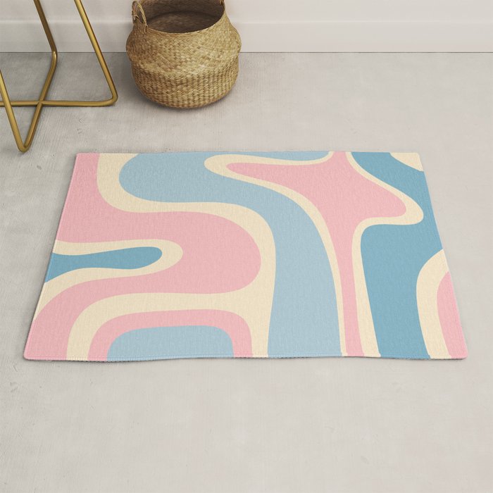 Retro Abstract Copacetic Pattern Pastel Pink and Blue Rug Gallery Image 1