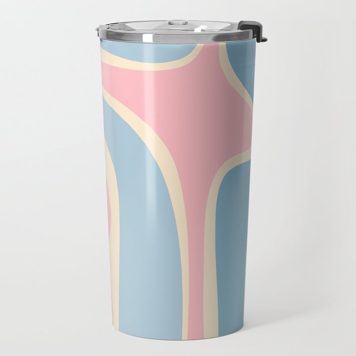 Retro Abstract Copacetic Pattern Pastel Pink and Blue Travel Mug Gallery Image 2