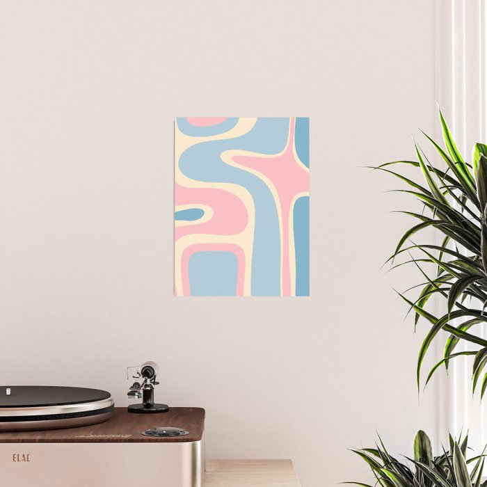 Retro Abstract Copacetic Pattern Pastel Pink and Blue Poster Gallery Image 2