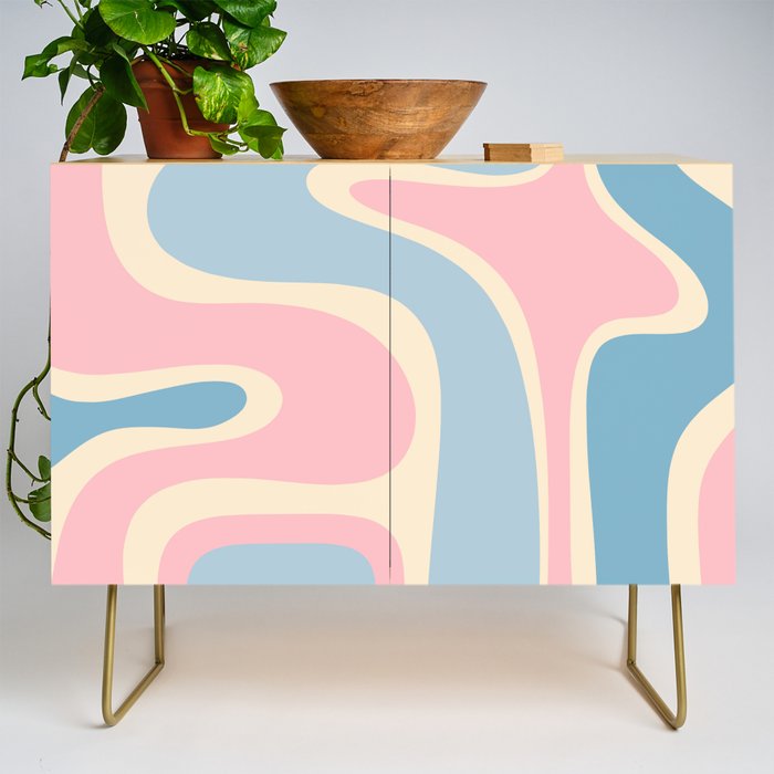 Retro Abstract Copacetic Pattern Pastel Pink and Blue Credenza Gallery Image 1