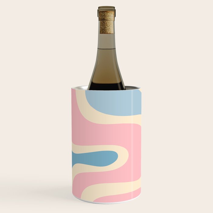 Retro Abstract Copacetic Pattern Pastel Pink and Blue Wine Chiller Gallery Image 2