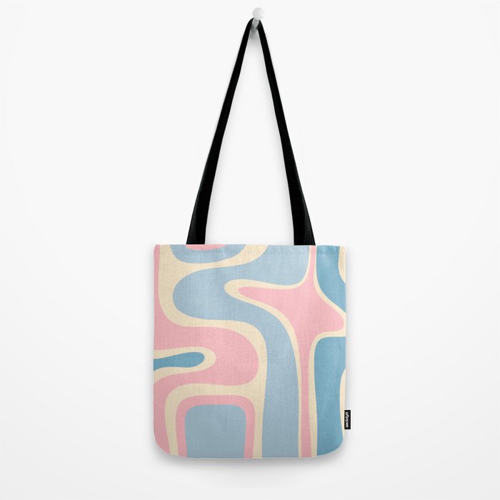 Retro Abstract Copacetic Pattern Pastel Pink and Blue Tote Bag Gallery Image 2