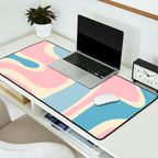 Retro Abstract Copacetic Pattern Pastel Pink and Blue Desk Mat Gallery Image 2