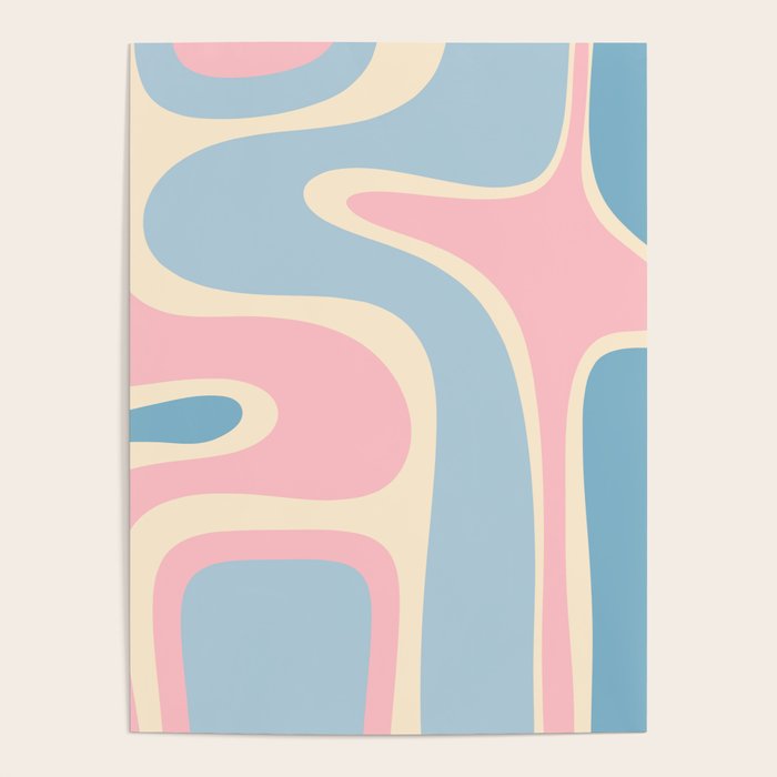 Retro Abstract Copacetic Pattern Pastel Pink and Blue Poster Gallery Image 1