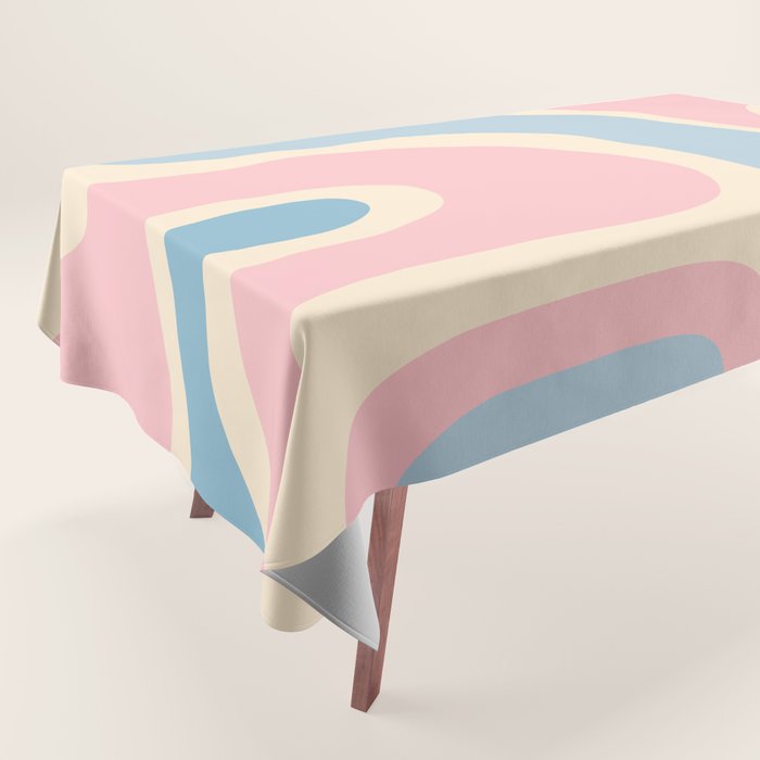 Retro Abstract Copacetic Pattern Pastel Pink and Blue Tablecloth Gallery Image 1