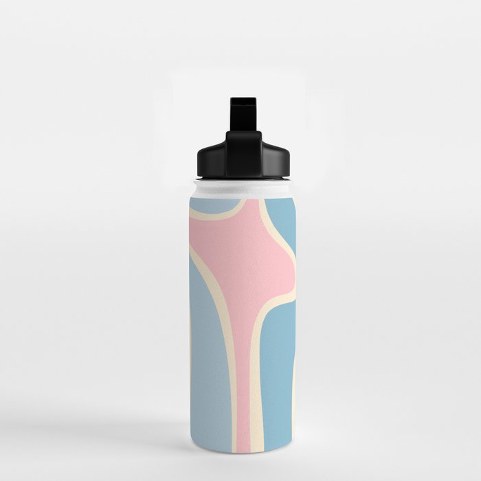 Retro Abstract Copacetic Pattern Pastel Pink and Blue Water Bottle Gallery Image 2