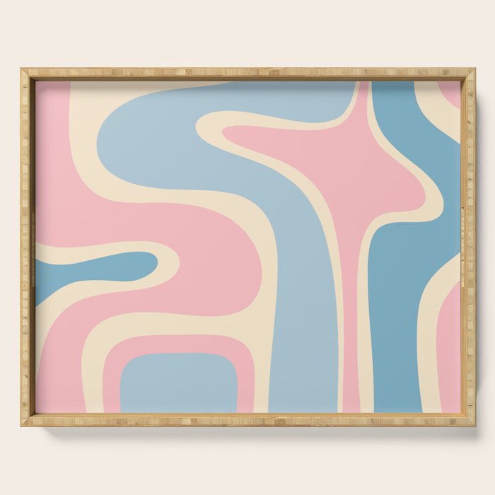 Retro Abstract Copacetic Pattern Pastel Pink and Blue Serving Tray Gallery Image 1