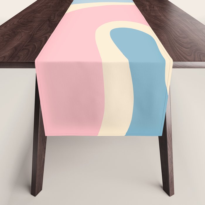 Retro Abstract Copacetic Pattern Pastel Pink and Blue Table Runner Gallery Image 1